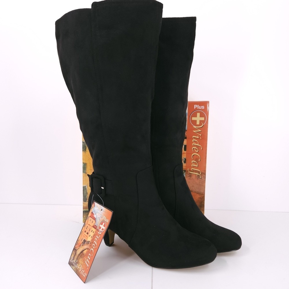 Bella Vita Troy II Plus Black Super Cone Heel Leather Dress Boots Womens 9.5M